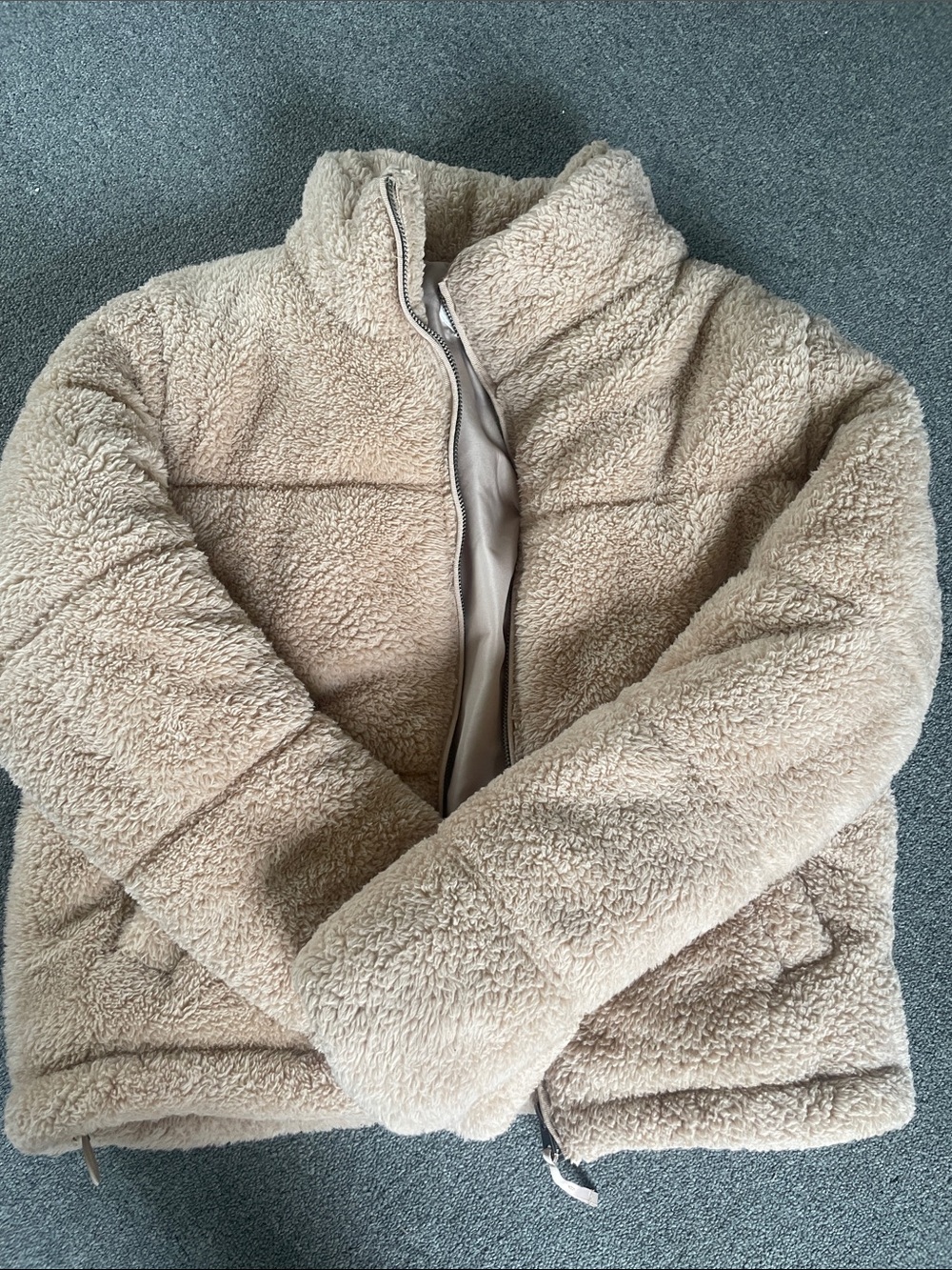 Aéropostale Plush Sherpa Jacket in Light Beige